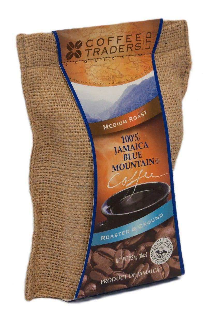 Coffee Trader 100% Jamaica Blue Mountain Coffee Medium Roasted and Ground - 8oz Bag (EXPIRED SEP 2024)