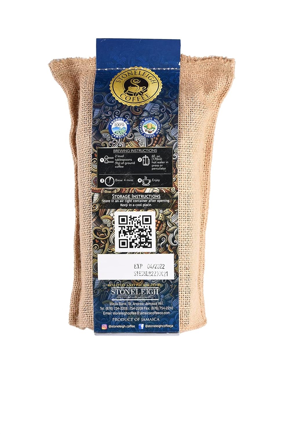 Stoneleigh 100% Jamaica Blue Mountain Coffee Ground 16oz Pack of 2