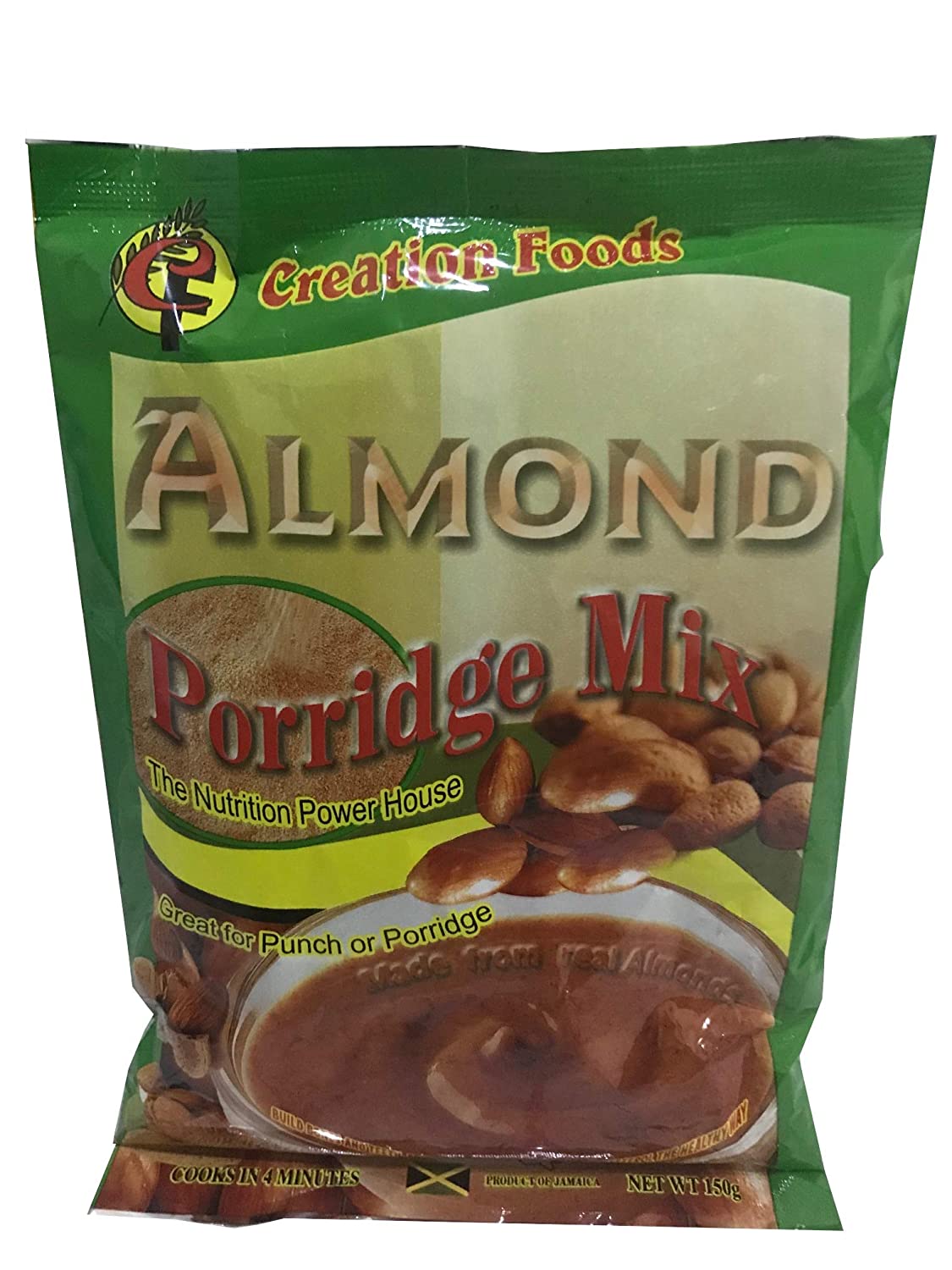 Jamaican Porridge Mix by Creation Foods - Nutritional and Energizing Hot or Cold Morning Cereal (Almond Porridge Mix, 3 Pack)